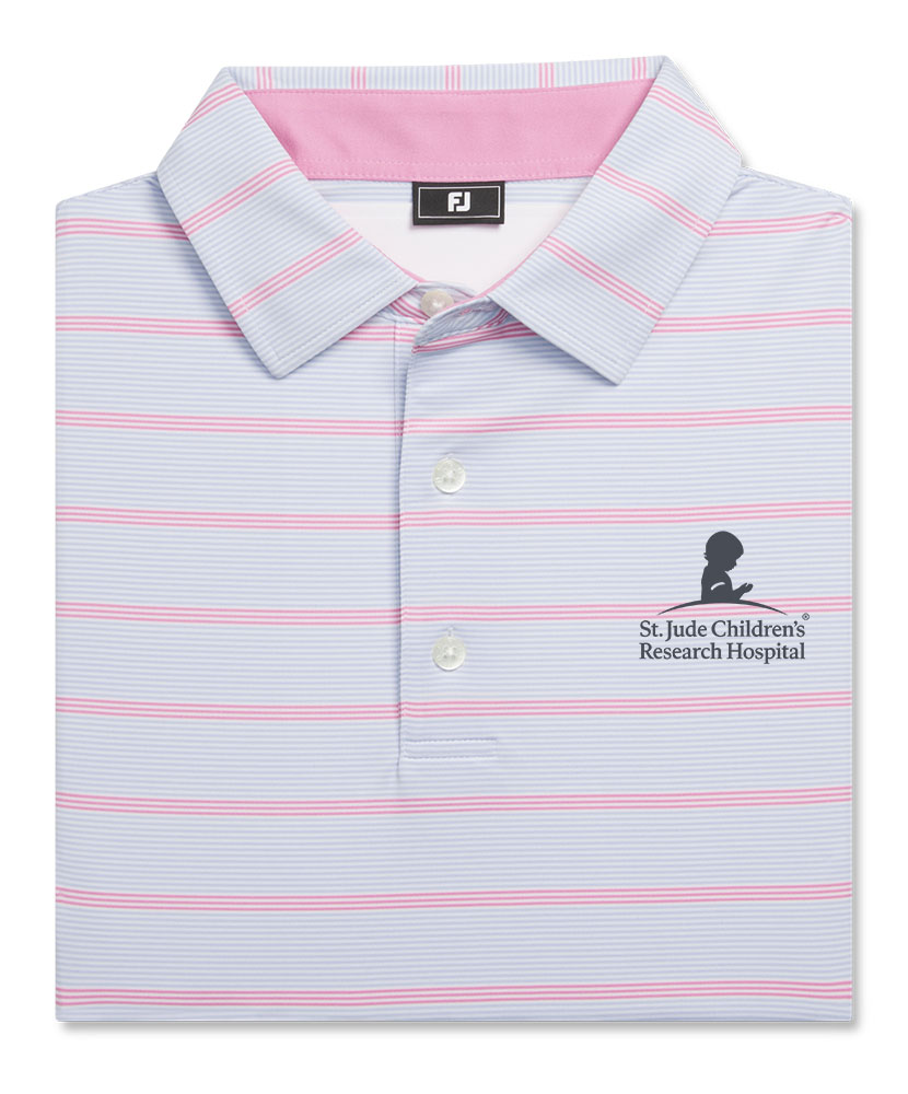 St. Jude FootJoy Classic Stripe Polo - White/Pink